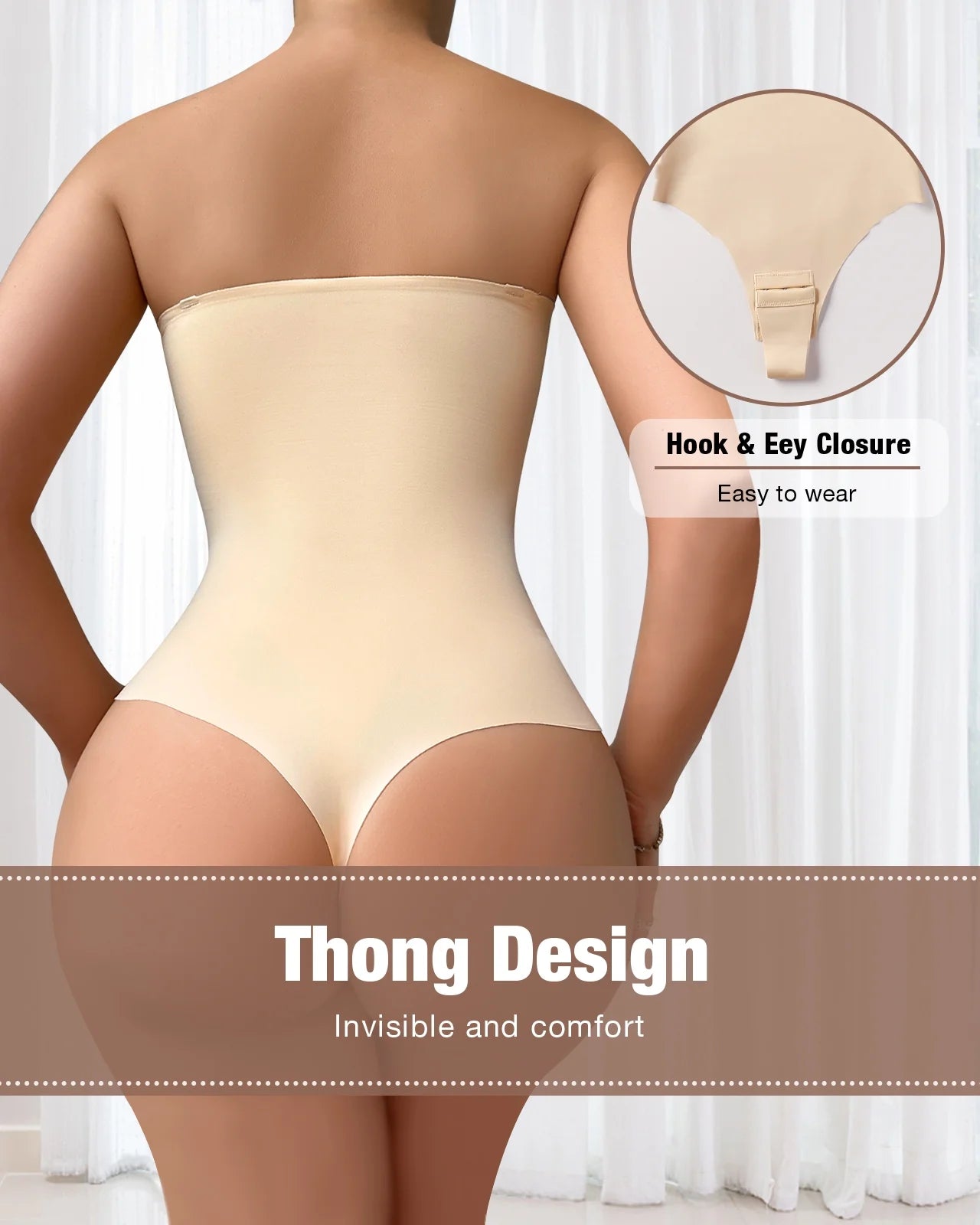 Strapless Shapewear Bodysuits for Women Tummy Control Shapewear Thong Bodysuit with Built in Bra Seamless Sculpting Body Shaper