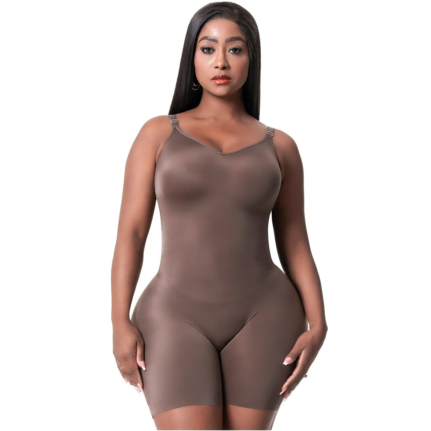 Comfy Tummy Control Shapewear Bodysuit Mid Thigh with Built-In Bra | Daily Use