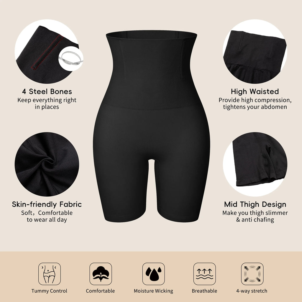 Shapewear Shorts for Women Tummy Control High Waist Body Shaper Compression Thigh Slimmer Butt Lifter Panties